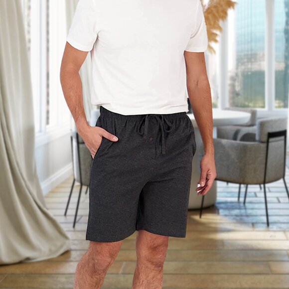 Men's Ultra Soft Comfy Breathable Jersey Knit Lounge Sleepwear Pajama Shorts - Picture 6 of 16
